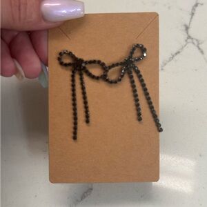 Black Crystal Bow Earrings